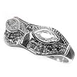 Sterling Silver Marcasite Rings with Clear CZ - Mask - Sizes: 6-10