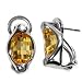 Sterling Silver Earrings with Champagne CZ - Size: 18mm