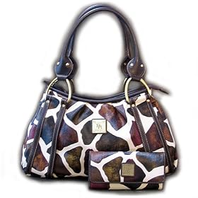Brentano Moda Italian Designer Giraffe Handbag and Wallet Set