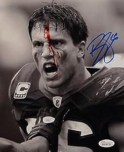 Brian Cushing Signed Photograph - 8x10 BW Bloody Face w Blue W - JSA Certified - Autographed NFL Photos