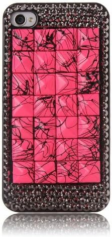 Kazma Saki(TM) 3D Bling Case Cover Pink Fashion Bronze Pyramid Punk Studs for iPhone 4,4s (Fits: Apple iphone 4 and 4s Package includes: 1 X Screen Protector).