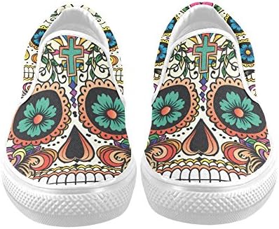 D-Story Custom Flower Suger Skull Women's Canvas Shoes Fashion Shoes Sneaker