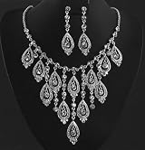 Teardrop design Diamante Necklace and Earrings design 3065