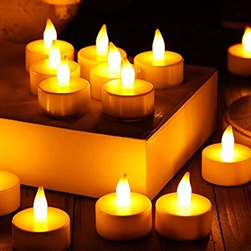 KOBWA Battery-Powered Flameless Candles Stunning LED Tea Light Candles The Perfect Decoration,Pack of 24