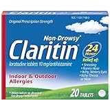 Claritin Indoor & Outdoor Allergies, Original Prescription Strength, 10 mg, Tablets, 20 ct.