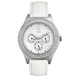 Women White Watch, GUESS Womens White Leather Watch