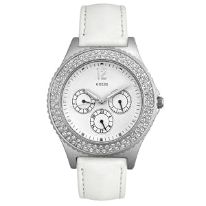 GUESS? Women's 10615L White Leather Watch