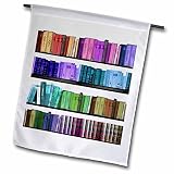 3dRose fl_112957_1 Colorful Bookshelf Books Rainbow Bookshelves Reading Book Geek Library Nerd Librarian Author Garden Flag, 12 by 18-Inch