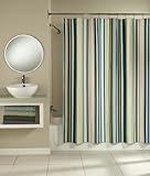 Green Coastal Sea Stripe Fabric Shower Curtain - 72 W x 72 L
