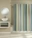 Coastal Sea Stripe Green Blue Fabric Shower Curtain - 72 W x 72 L