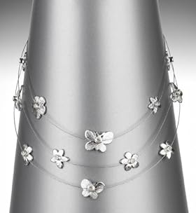 Silver Plated Assorted Charms Diamanté Necklace