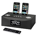 iHome Dual Dock 3 Alarm Clock Radio for your iPhone/iPod with Remote Control - Black (iP88)