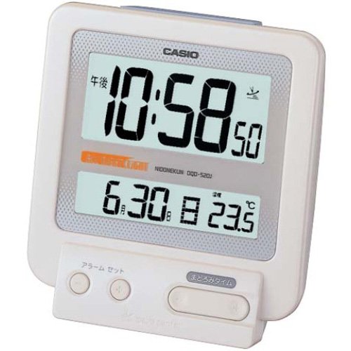 CASIO(カシオ) 温度計付きデジタル電波目覚まし時計 二度寝君 パールホワイトDQD-520J-7JF