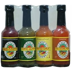 Hot Sauce Set, Dave's Top Four Hot Sauce Sampler with Insanity Sauce