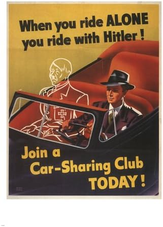 WHEN YOU RIDE ALONE YOU RIDE WITH HITLER vintage poster US 1943 24X36 RARE