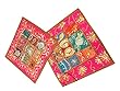 2 Indian Cushion Cover Embroidered Pillow Case Designer Pink Square Throw Decor 16" X 16"
