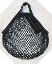 TWO European Cotton String Mesh Shopping Grocery Bags BLACK by EuroBag