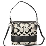 COACH SIGNATURE STRIPE CONVERTIBLE SHLDER BAG 13674 BK/White