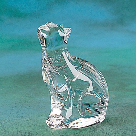 Waterford Crystal Cat Collectible, Sitting-Looking Up