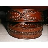 Western Mens Genuine Leather Tooled Belt Basket Weave Horseshoe Briads by var goTwisterProductImageStrings = new Object();goTwisterProductImageStrings['prodImageNotAvailTextNoColor'] = 