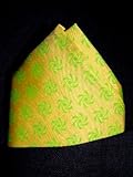 YELLOW EMERALD PRINT Silk Pocket Square, 100% Silk - by Royal Silk YELLOW EMERALD PRINT Silk Pocket Square, 100% Silk - by Royal Silk