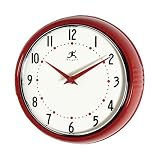 Retro Round Metal Wall Clock (Red)