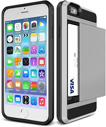 iPhone 6+ &amp; 6S PLUS Case, Impact Resistant [HARD SHELL] Hybrid Bumper, [HEAVY DUTY] Drop &amp; Shockproof Wallet, Credit Card Slot for iPhone 6+ &amp; 6S PLUS (5.5'') by VANGUARD CASES® (Sterling Silver)