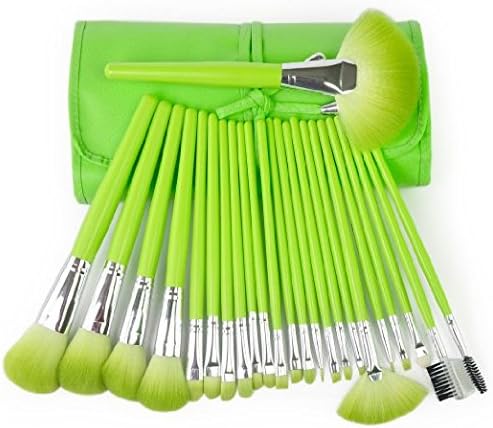 24 Piece Makeup Brushes Set | Premium Cosmetics Foundation Makeup Brushes Set | Concealer, Blending Blush, Eyeliner, Powder, Eyeshadow, Lip | Green