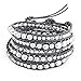 Chen Rai Graduated Grey Simulated Pearl and Glass Mix Wrap Bracelet
