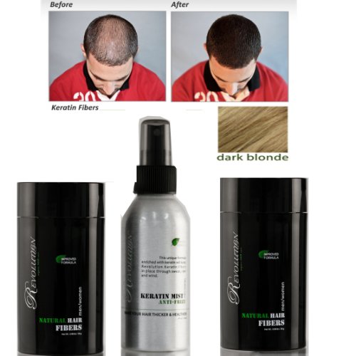 Revolution Natural 2 Dark Blonde Hair Fibers + Hold Spray + Brilliance