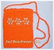 Crocheted Toyo Bag with Cowry Shell Flowers, Orange