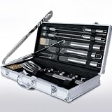 Broil-master� - Malette en aluminium malettes alu accessoire accessoires pour grillade grillades vaisselle en inox acier inoxidable inoxydable pour barbecue bbq Grill �  gaz professionnel Brosse Pince Spatule Piques-maïs Fourchette Couteau Pinceau Piques pour brochettes (BBQT01)