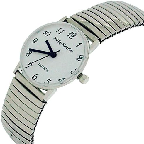 Philip Mercier Ladies Silvertone Expander Bracelet Strap Dress Watch MC46C