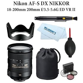 Nikon AF-S DX NIKKOR 18-200mm f/3.5-5.6G ED VR II Zoom Lens + Nikon Flexible Lens Pouch + Nikon Bayonet Hood + Lens Pen Cleaning System + Lens Cap Holder + 3pc Essential Filter Kit + Super Rocket Air Blower + Microfiber Cleaning Cloth