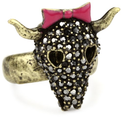 Betsey Johnson Lady Luck Bull Skull Stretch Ring