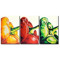 Bild auf LEINWAND + 3 teilig + Kueche Stillleben Abstrakt Drei Paprika + Wandbilder 7519 +++ RIESEN BILDER AUSWAHL IN UNSEREM HAENDLERSHOP +++