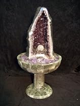 Aqua Amethyst Geode Fountain With Light And Crystal Sphere.