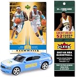 Upper Deck Denver Nuggets Upper Deck NBA 2007-08 Dodge Charger with Allen Iverson and Carmelo Anthony Trading Card and 2007-08 Fleer Fat Pack