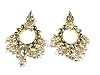 Polki Dangler Earrings Goldtone Pearl Kundan Traditional Indian Bollywood Jewelry, Gift Idea