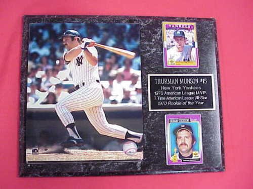 Yankees Thurman Munson 2 Card Collector Plaque