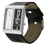 Geneva Platinum 7776 Dual Face Genuine Leather Watch-Blk/Blk