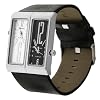 Geneva Platinum 7776 Dual Face Genuine Leather Watch-Blk/Blk