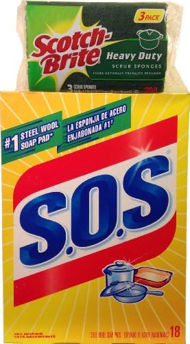 Clorox S.O.S Steel Wool Pads (18 Count) & Scotch-brite Heavy Duty Sponges (3 Count)