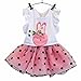 FEITONG Kids Girls Rabbit Bow Pattern Shirt Top Polka Dot Skirt