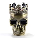 Fab Detailed Crowned King Skeleton Skull Design Novelty Metal Spice Grinder Pollen Screen + Gift Box