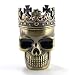 Ornate Brass Tone Crowned Skeleton Skull Design 3 Pc Magnetic Pocket Spice Pollen Grinder + Gift Box