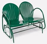 Fun and Funky Hunter Green Retro Tulip Outdoor Patio Double Glider Chair