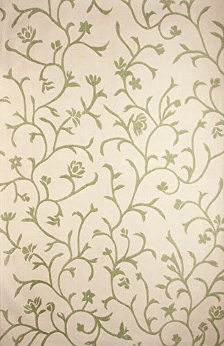 Global Accents Satin Collection - (5'x8') Leaves Branches Cotton Flat Weave Pattern Accent Royal Area Rugs for Living, Indoor &amp; Dining Room with Decorative Printed Patterns, Fabric Backing, Color Gold Green - Sand Rug - Green Ivory Rug - Leave Rug - Made in India
