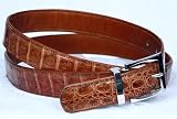 Mario Anolfi Genuine Crocodile Skin 30mm Men's Belt, Tan.