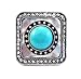 Ring - R75 - Stretch - Square Hammered Look - Size 8-1/2 - Will Stretch Even Bigger - Turquoise Style Center Stone